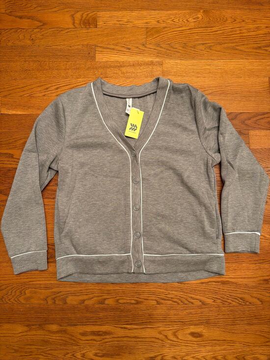 all in motion Tops - All in Motion Women's Piped Button-Up Cardigan - Heather Gray - Size Small - NWT